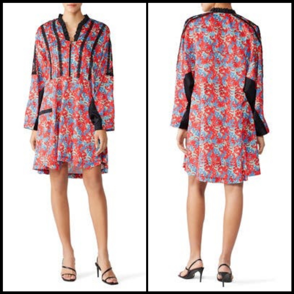 KOCHE Red Floral Lace Kaftan